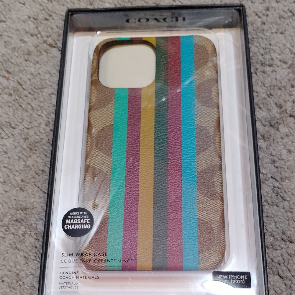 Coach Striped Brown and Multicolor iPhone Case